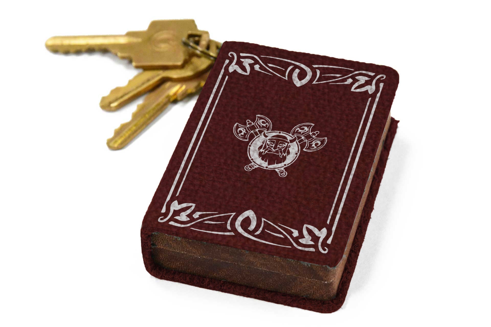 Crimson Leather Keychain Spellbook Dice Box - Elderwood