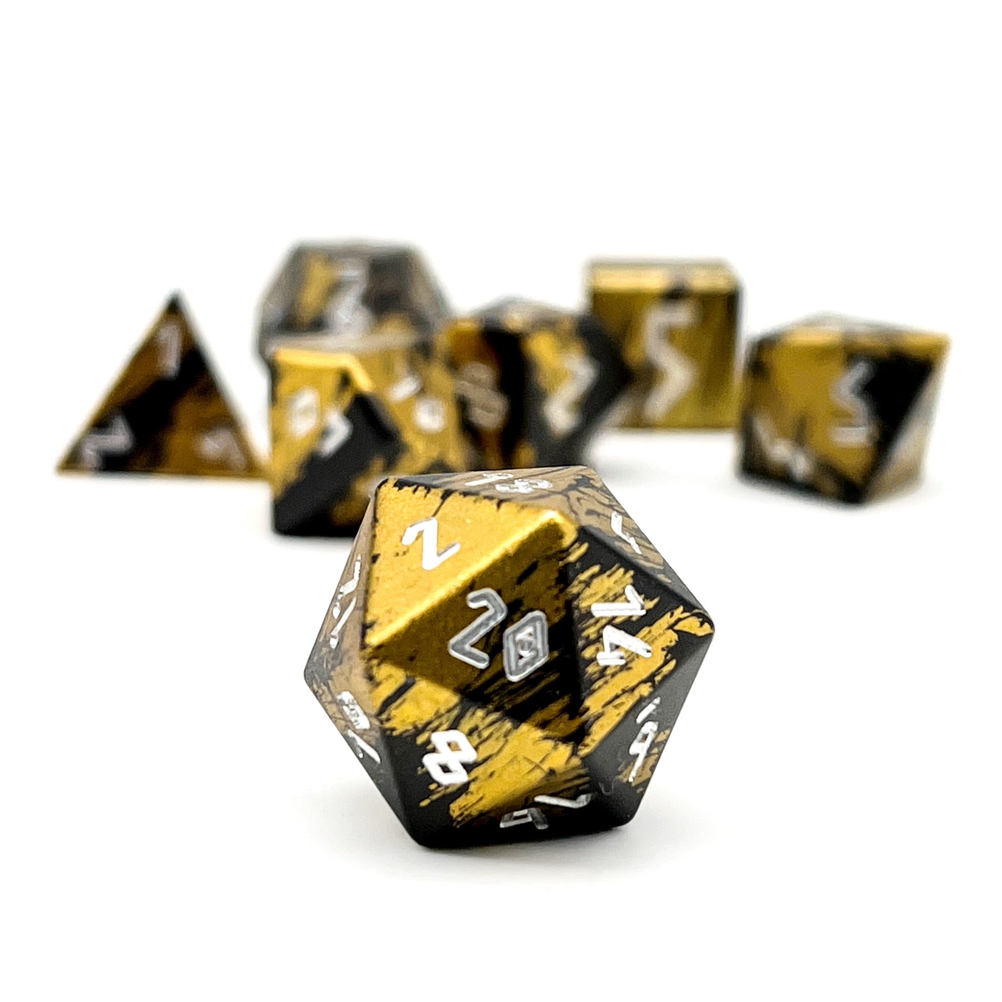 Layered 6063 Aluminum 7 Piece RPG Dice Set