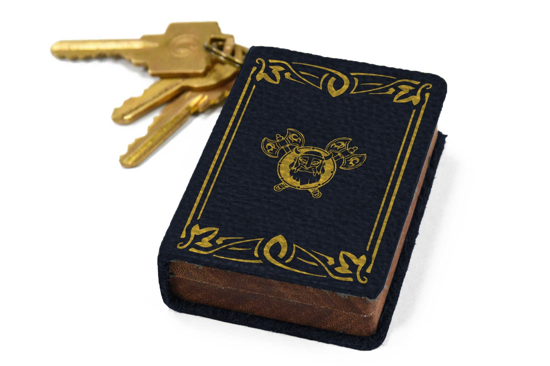 Lapis Leather Keychain Spellbook Dice Box - Elderwood