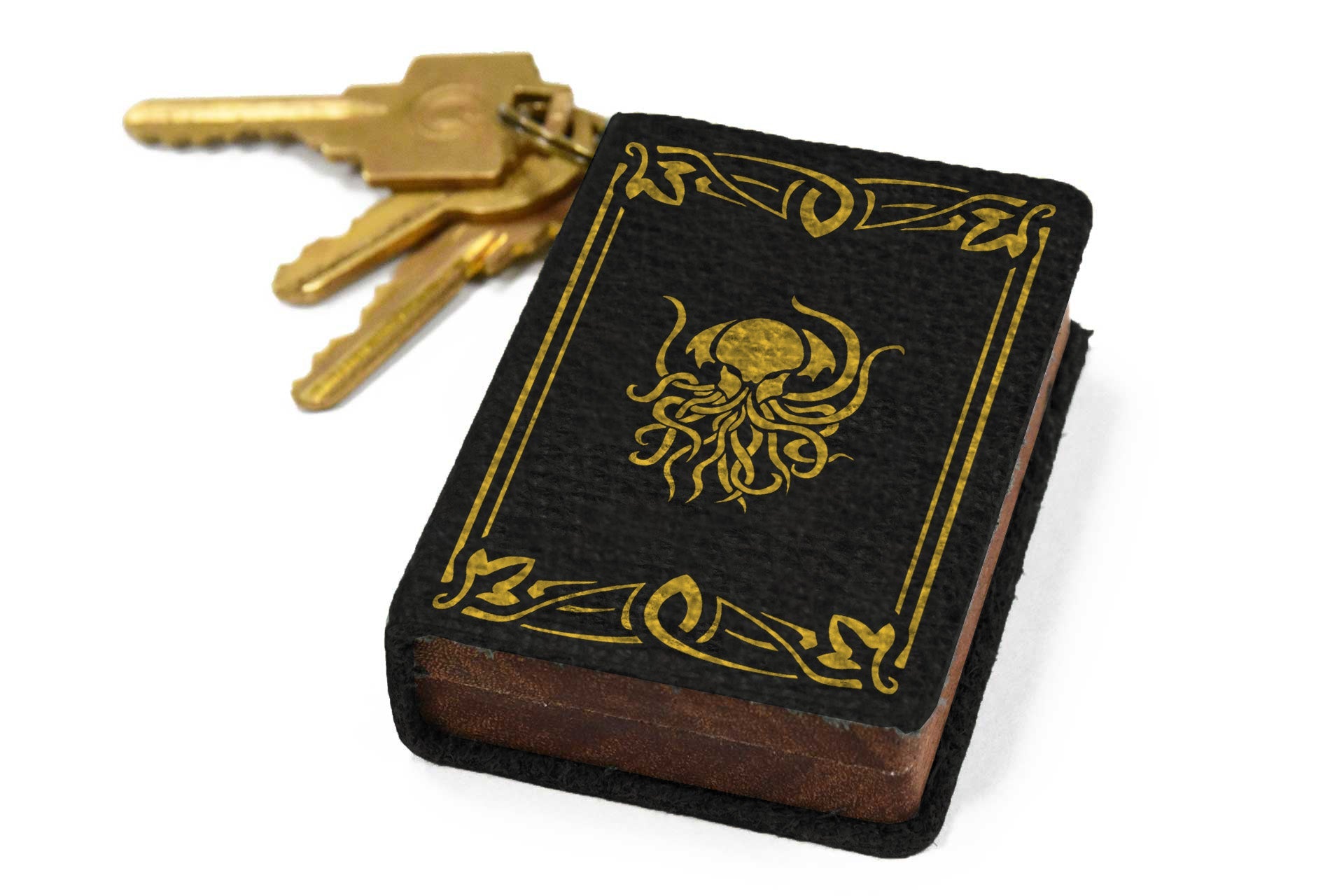 Onyx Leather Keychain Spellbook Dice Box - Elderwood