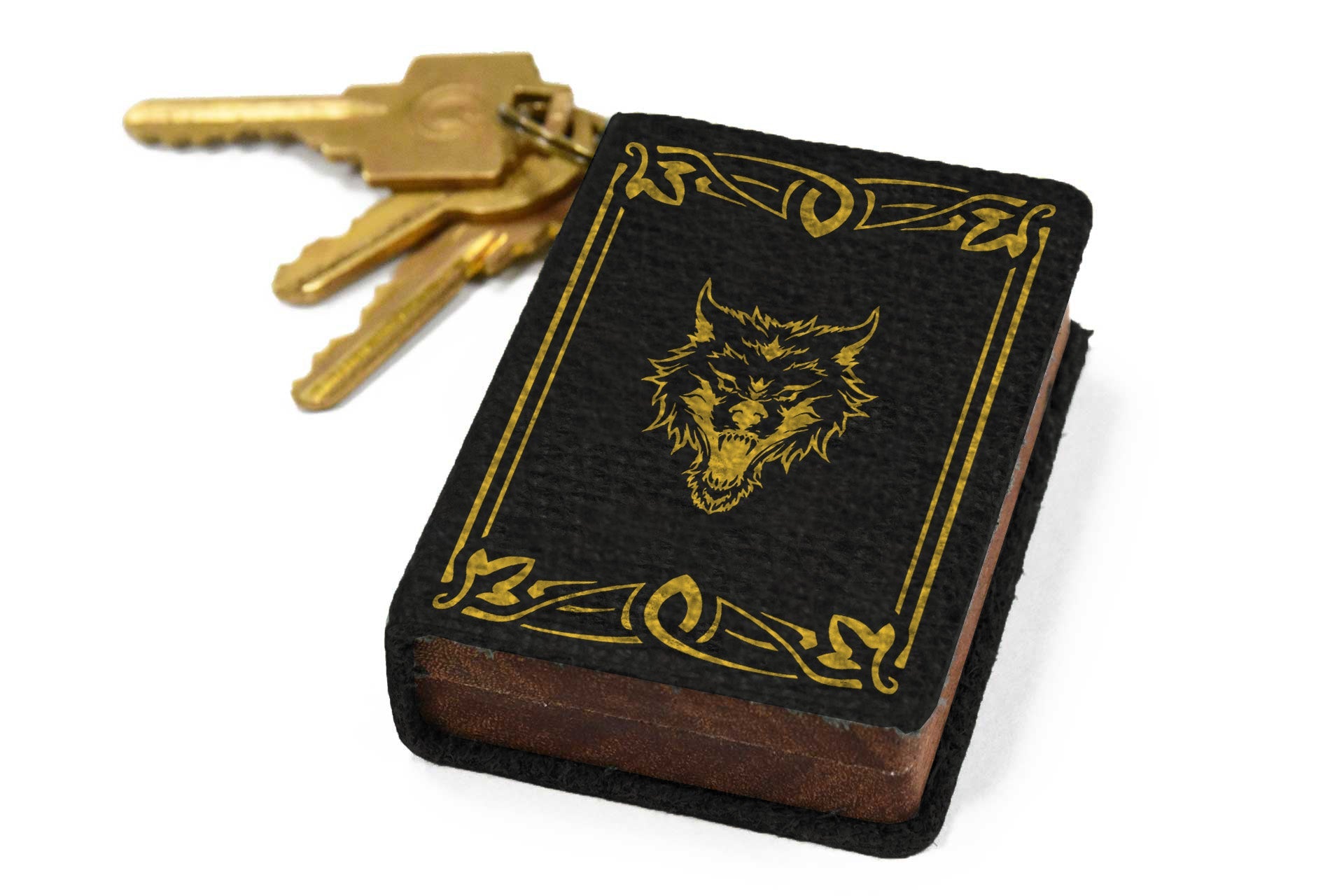 Onyx Leather Keychain Spellbook Dice Box - Elderwood