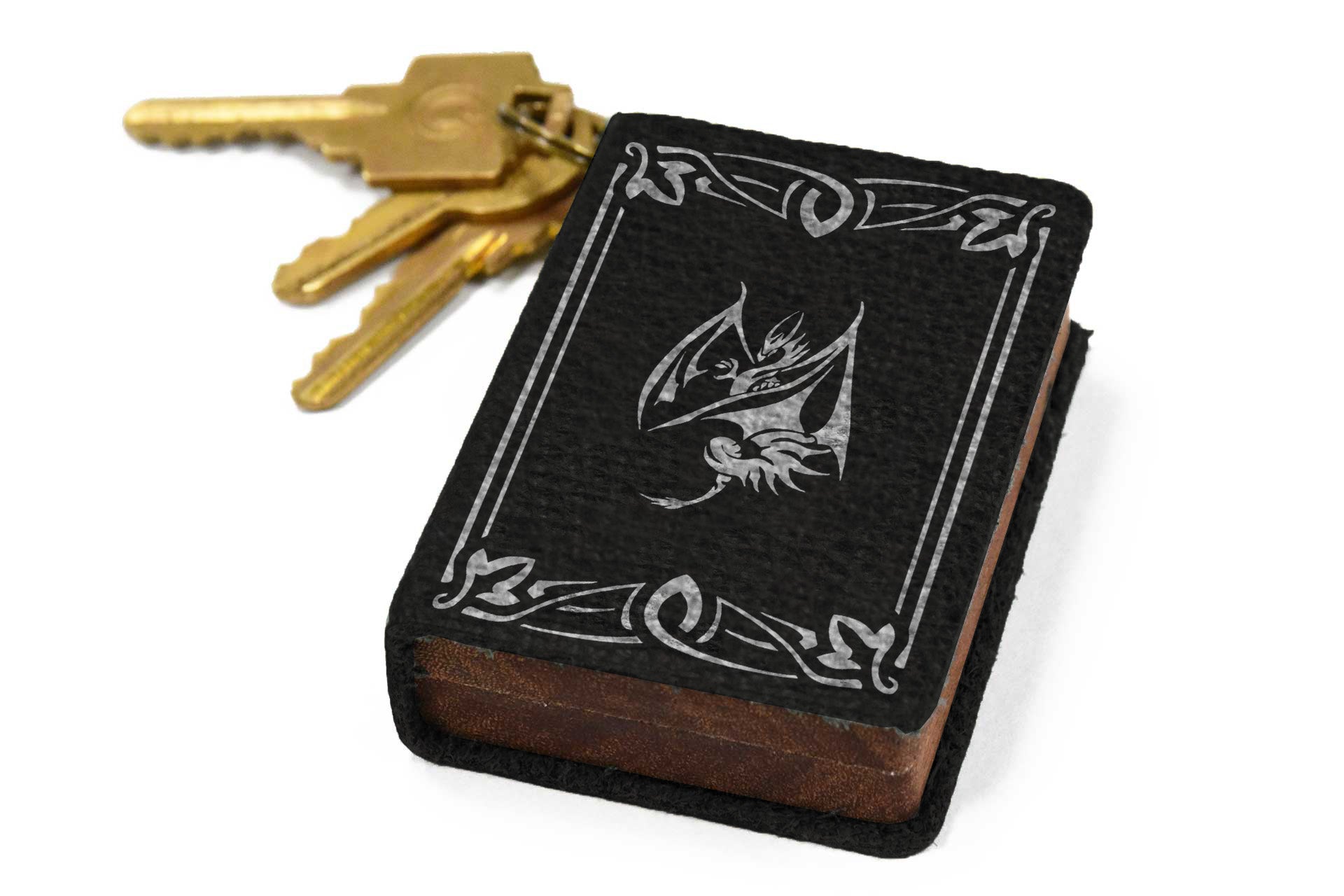 Onyx Leather Keychain Spellbook Dice Box - Elderwood