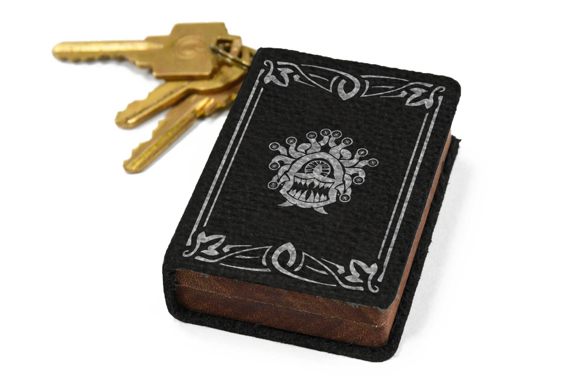 Onyx Leather Keychain Spellbook Dice Box - Elderwood
