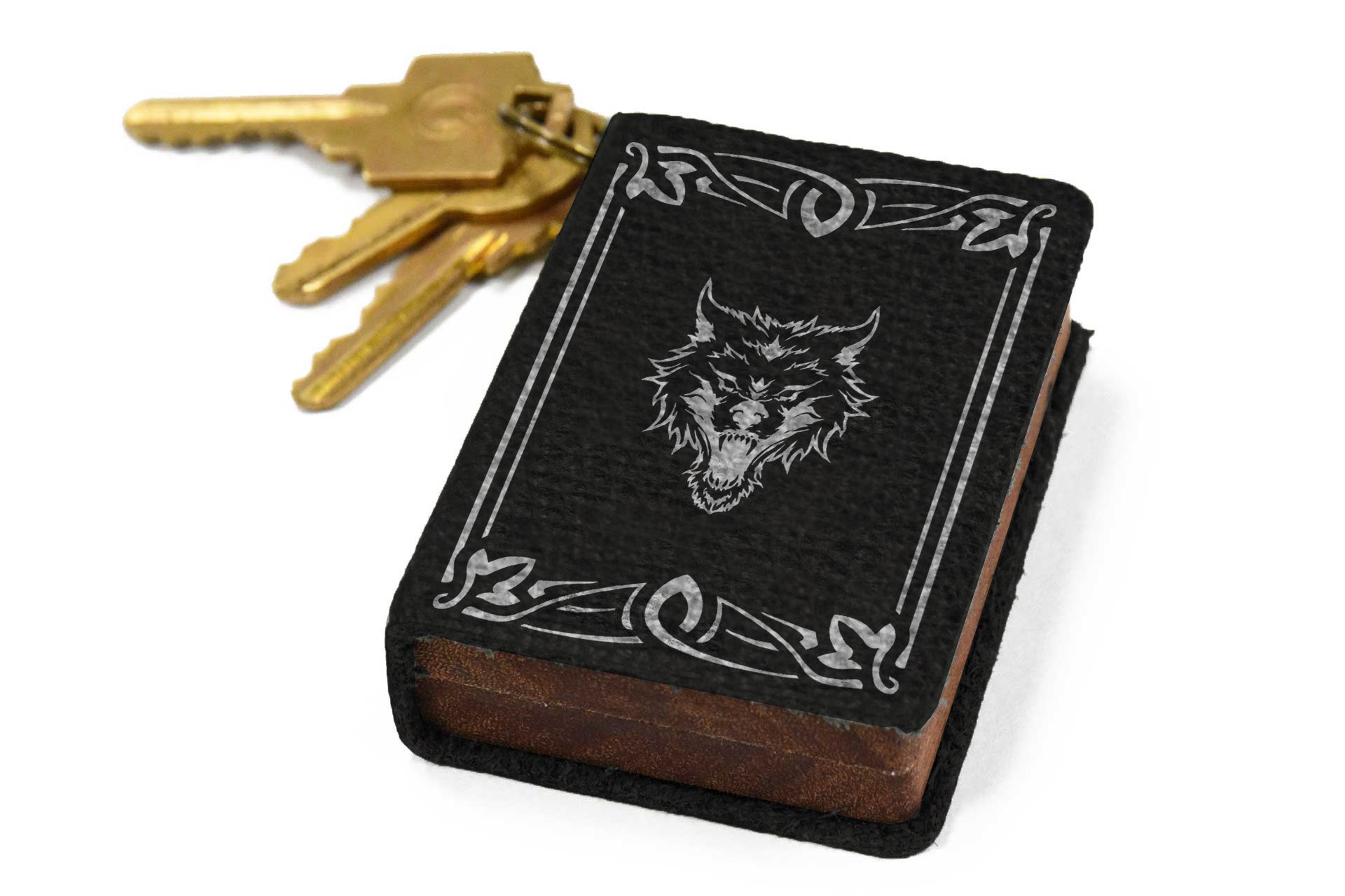 Onyx Leather Keychain Spellbook Dice Box - Elderwood